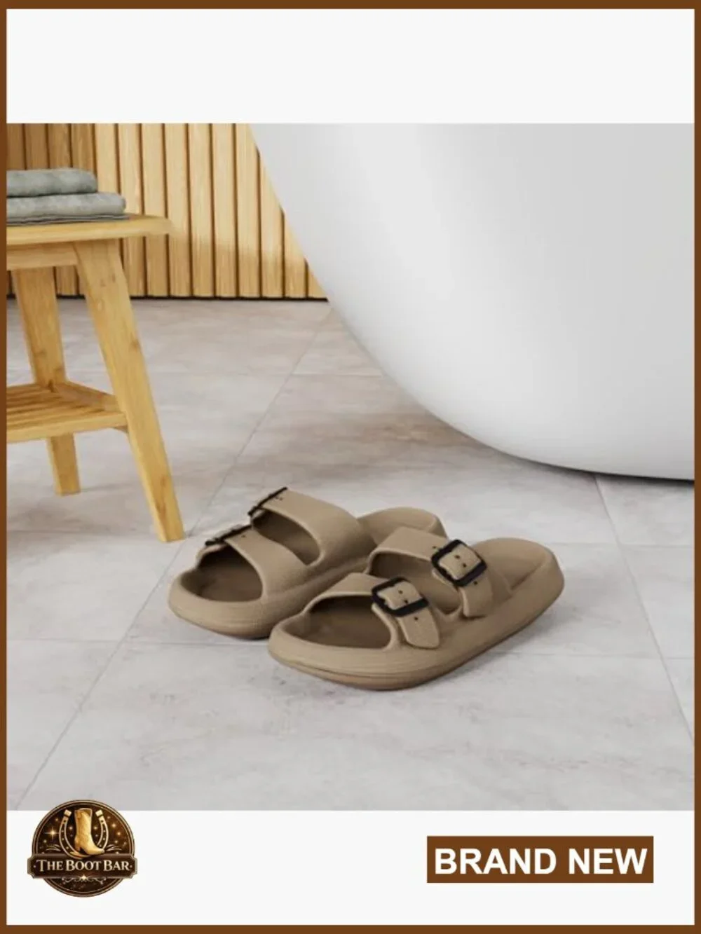 Double Buckle Adjustable Slide Sandals - Lightweight EVA Flats